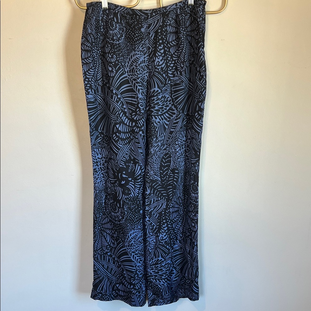 Ann Taylor Black and Blue Silk Pants